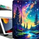 Lokigo Case for iPad 9th/8th/7th Generation (2021/2020/2019) 10.2 Inch, iPad Air 3rd Generation/Pro 10.5", Build with Pencil Holder, Protective Soft Back Stand Cover, Aurora