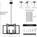 6-Light Black Chandelier Dining Room Light Fixture Geometric Metal Modern Industrial Pendant Lights Kitchen Island, Farmhouse Chandelier Lighting for Entryway Stairway Foyer Hallway