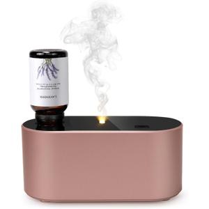 Lecdura Waterless Diffuser for Essential Oil, Battery Operated Scent Air Aromatherapy Diffuser, Mini Aroma Diffusers with 3 Intermittent Mist Modes, Cycle Start for Home Office Bedroom  Rose Gold