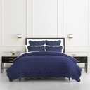 kate spade new york Scalloped Edge 3-Piece King Quilt Bedding Set, 100% Cotton Reversible Cover, All Season Warmth Bedding, Machine Washable, Navy