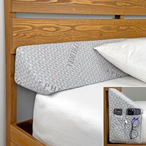 Bed Wedge Pillow for Headboard Gap Filler Full Size - High Density Memory Foam Headboard Pillow Wedge Prevents Items Falling - Triangle Mattress Spacer with Pockets (Grey (Large 0-8" Gap)) Bed Wedge Pillow for Headboard Gap Filler Full Size - High Density Memory Foam Headboard Pillow Wedge Prevents Items Falling - Triangle Mattress Spacer with Pockets (Grey (Large 0-8" Gap))