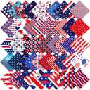 Irenare 100 Pcs 8 x 8 Inches Cotton Patriotic Quilting Fabric Veterans Day Fat Fabric Bundle Squares Quilting American Flag Star Printed Material Sewing Patchwork for Craft Handmade DIY Sewing Craft