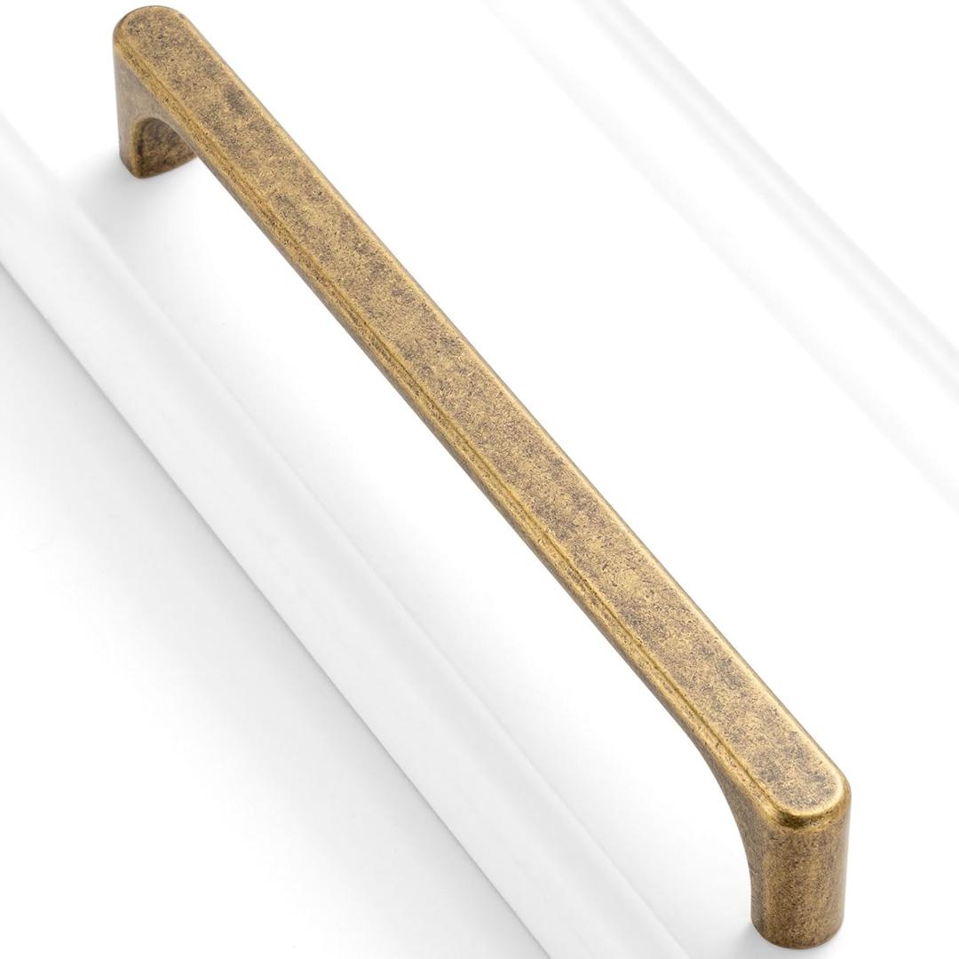 10 Pack 6-1/4 Inch Antique Brass Drawer Pulls Vintage Brass Cabinet Handles Brass Hardware for Kitchen Cabinets 3126 Drawers Bedroom Dresser Bathroom Vanity Cupboard
