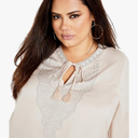 City Chic Women's Plus Size Top Detail Neck M