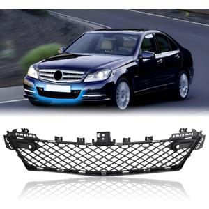 Front Bumper Lower Center Grille w/Parktronic Holes, Black Bumper Grill Compatible with Mercedes Benz C205 C300 C350 2012 2013 2014 2015 2048851324