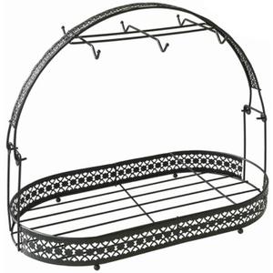Coffee Cup Holder Stand - Wrought Iron Mug Rack and Dishes Organizer - Drainer Storage Drying Rack for Counter, Cabinet, Table, Kitchen, Restaurant, Office (Black B)