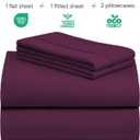 LuxClub 4 PC Queen Sheet Set, Deep Pockets Wrinkle Free Cooling Bed Sheets Hotel Bedding for Women, Men, Includes 1 Fitted Sheet, 1 Flat Sheet and 2 Pillowcases-Soft Eggplant