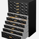 FEIYAN Extra Large Jewelery Box, 10Layer Storage Case, Faux Leather Organizer with Drawers, Velvet Lining, Scandinavian Nordic Style (BLACK)