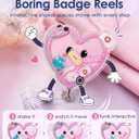 Plifal Nurse Shaker Badge Reel – Cute Pink Retractable ID Badge Holder with Alligator Clip Floating Glitter Design, Fun Medical Badge Reel for Nurses Healthcare Workers Women Gifts