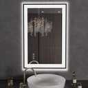 LOAAO 24"X36" LED Bathroom Mirror Black Framed, Anti-Fog, Dimmable, Lighted Bathroom Vanity Mirror for Wall, Memory Function, Tempered Glass