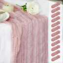 Dusty Pink Cheesecloth Table Runner 12 Pack 120 Inch Cheese Cloth Table Runner 10ft Long Gauze Table Runners for Wedding Decor Bridal Shower Baby Shower Party Table Decorations