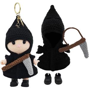 Doll Clothes Set for Halloween 15-17cm (No Doll) B (Crochet Grim Reaper Set)