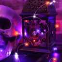 Curyidy Purple White Orange String Lights Halloween Decorations, 100LED Copper String Lights Battery Operated Fairy Lights with Remote Control for Home, Christmas,Party, Halloween Decor- 4 Pack