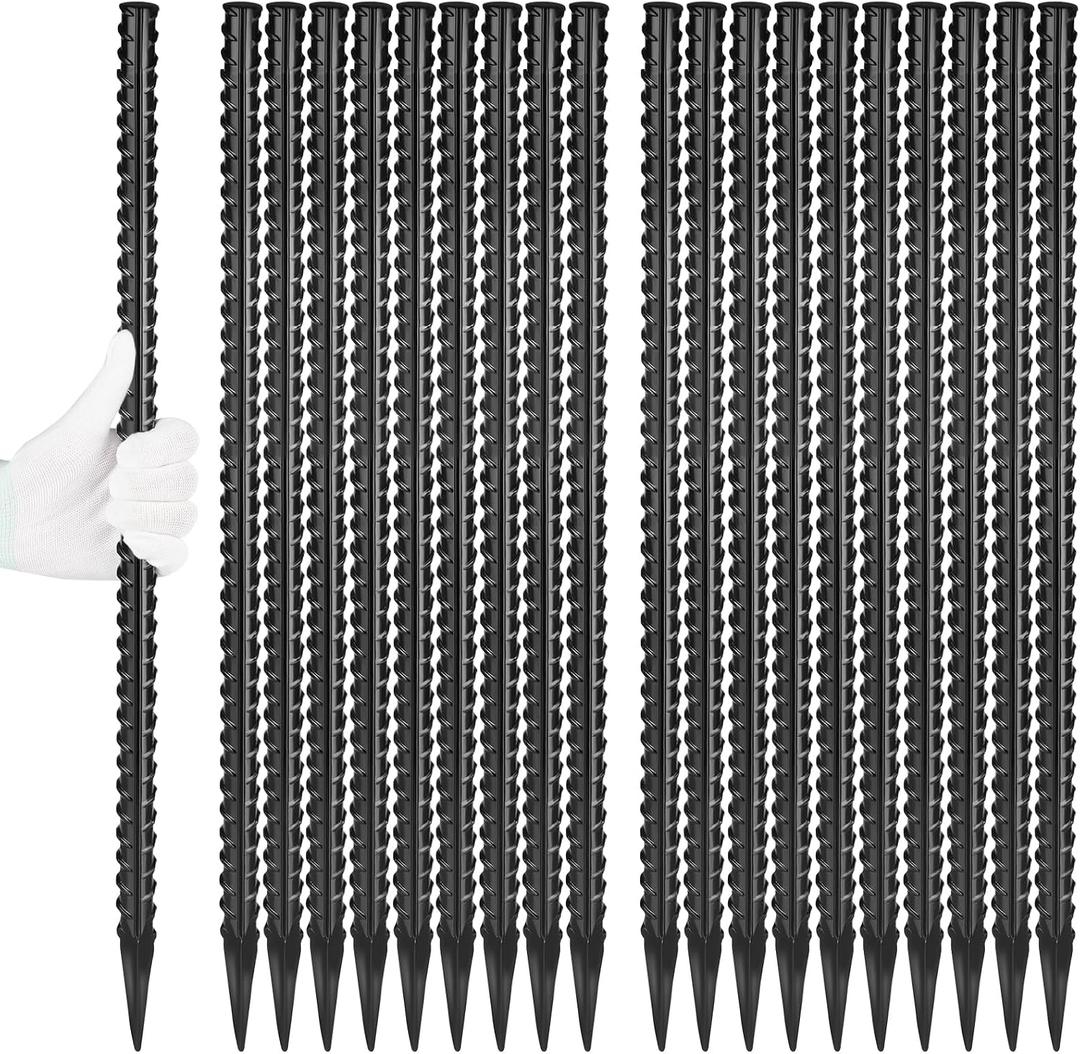 Visit the Store
4.6
4.6 out of 5 stars
(161)
Besitu 24 Inches Straight Rebar Stakes(20-Pack), 1/2" Diameter Steel Metal Stakes for Garden with Chisel Point End Heavy Duty Ground Anchors for Landscape, Concrete Form, Camping & Trapping Black