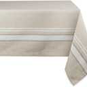 DII French Stripe Dining Table Collection Farmhouse Style Tablecloth, 60x120 Inches, Taupe/White