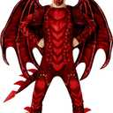 Morph Red Dragon Costume for Kids, Boys Halloween Dragon Costume with Wings, Fun Dress-Up for Parties and Events (Large)