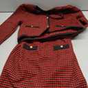 WDIRARA Girl's 2 Piece Houndstooth Outfits Tweed Jacket and Skirt Set Tea Party Suits (Red, M)
