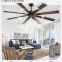 65 Inch Ceiling Fan No Light with Remote, Black Large Ceiling Fan Without Light with Quiet Reversible DC Motor, 6-Speeds, 8 Blades, Indoor/Outdoor Modern Ceiling Fans for Patios, Living Room, Garage
