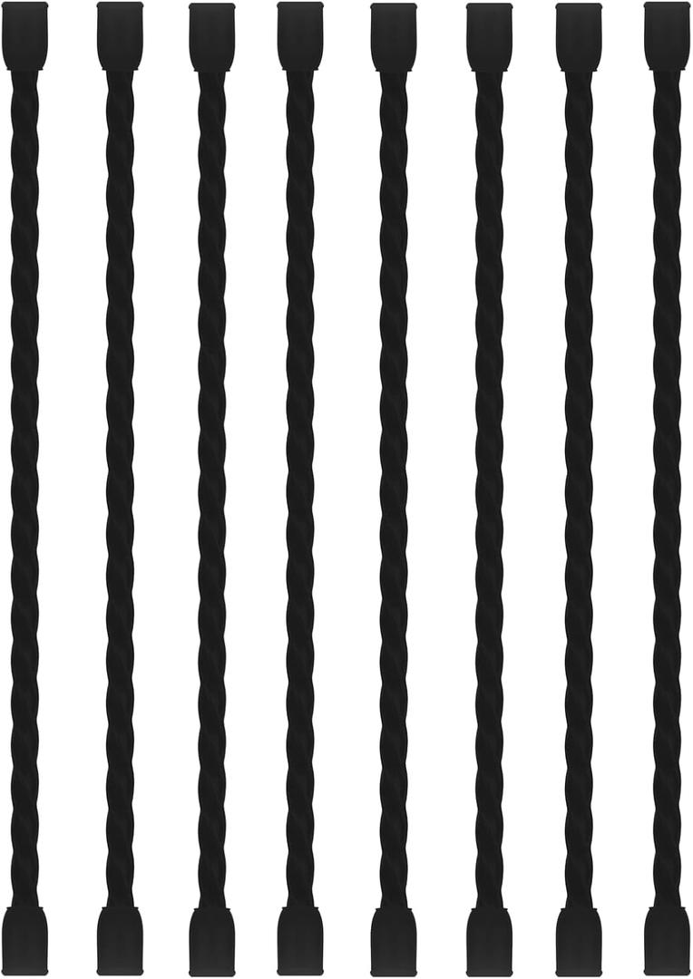 LOIUO 8PCS Silicone Cable Ties 6-Inch Reusable Twist Ties Steel-Core Cable Tie Straps Organizer All Purpose Bendable Cord Tie for Indoor Outdoor Bundling Holding Securing and Wrapping Cables (Black)