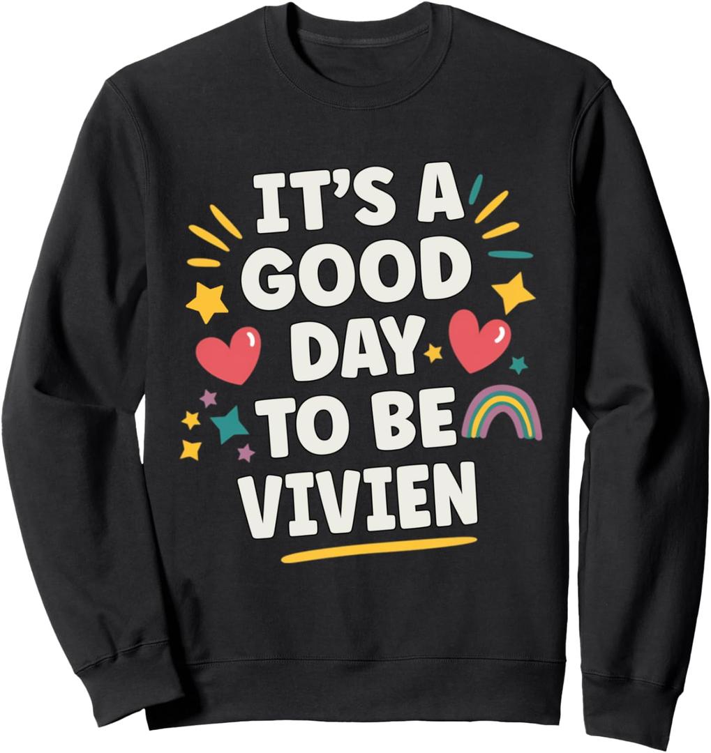VIVIEN Personalized Retro Girls Custom VIVIEN Name Sweatshirt Black, Small