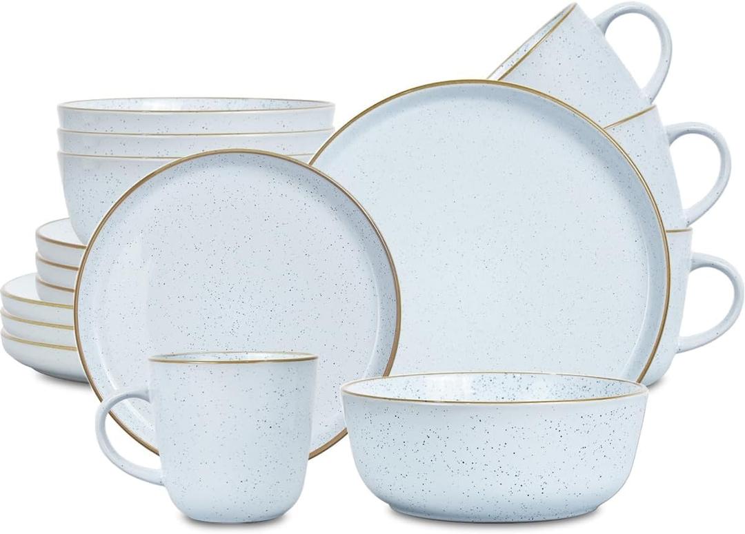 TAOCIGOU 16-Piece Ceramic Dinnerware Sets for 4, Plates and Bowls Sets Dishes Service Sets for Kitchen and Dining, White Dishes Set for 4 (White)