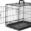 Amazon Basics Durable, Foldable Metal Wire Dog Crate with Tray, Single Door, 18 x 12.4 x 15 in, Black