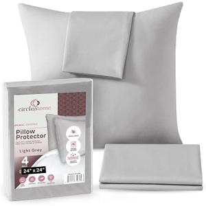 CIRCLESHOME Throw Pillow Protectors - 100% Cotton Breathable Pillowcases - 24 X 24 Square Pillowcases - Protects Pillows from Dirt, Dust and Debris (Square Pillow - 2 Pack- 24x24)