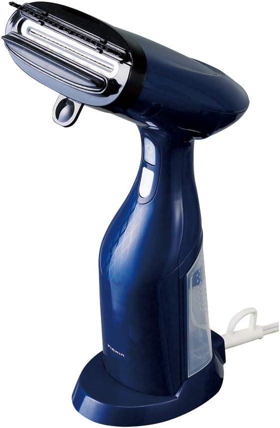  HSU-101NV Clothes Steamer, Stays on Hanger, Navy Pierra, Portable Handheld Garment Steamer – Blue & White Clothes Steamer with Water Reservoir