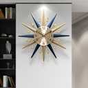 Starburst Large Wall Clock,Mid Century Decorative Wall Clock Modern Silent Clock Battery Operated for Living Room/Kitchen/Entryway/Bedroom/Office/Dinning Room Metal Wall Decor