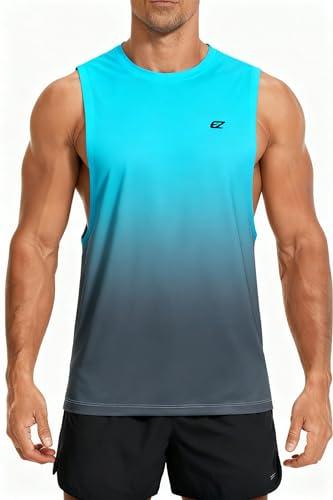 EZRUN Men's Workout Tank Top Gym Muscle Sleeveless Shirts Quick Dry Athletic Bodybuilding Stringers