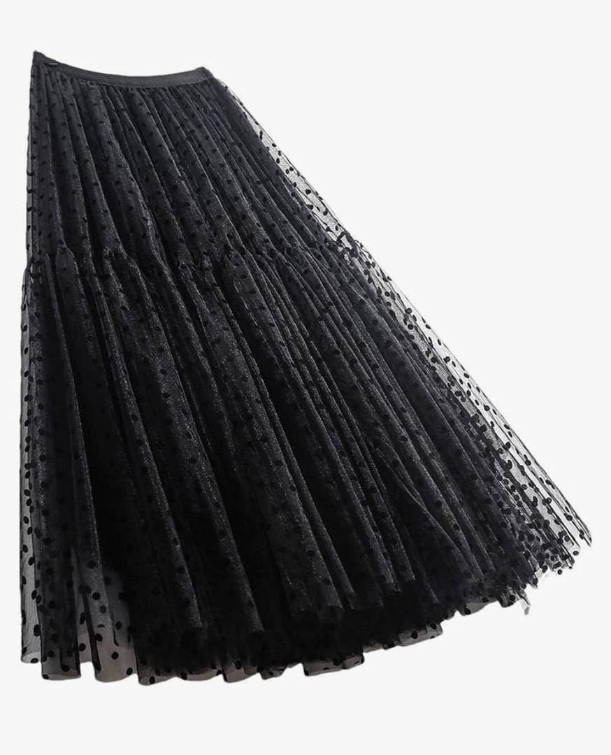 Elastic High Waist A-Line Skirt Party Beach Mid-Length Pleated Skirt M