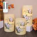 Flameless Candles with Remote & Timer, Love Theme Battery Operated Flickering Glass Rose LED Candles, Bedroom Home Christmas Valentine's Day Decor Table Ornament, Set of 3