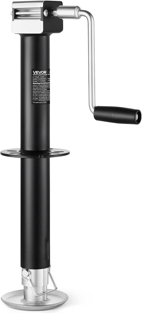 VEVOR 5000 lbs A-Frame Trailer Jack, 15-Inch Vertical Travel, Trailer Lift Jack with Adjustable 7-Level Drop Leg & Drill Socket, Cordless Drill Compatible, Suitable for RV, Utility, Yacht Trailers