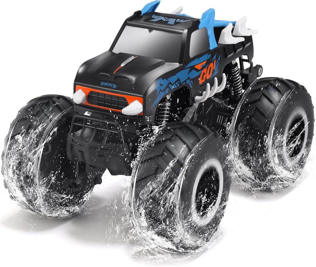 Threeking 1:16 Waterproof Monster Truck Toys RC Cars Amphibious Remote Control Car Trucks 4WD All Terrain Off-Road Pickup Toy for 6 7 8 9 10 11 12 Year Old Boys Girls Kids Gifts Presents