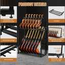 Multi Guitar Stand, Folding 14 Standing Floor Multiple Guitars Display Rack, Adjustable Guitar Storage Holder with Soft Sponge, Metal Guitars Display Detachable Into Two Separate Guitar Mounts.