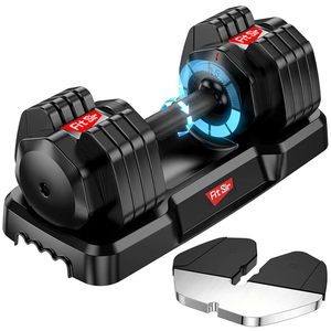 Fit Sir Adjustable Dumbbell Set 55lbs (Single), 15~55lb Hand Weight Change with Anti-Slip Handle for Men Women Home Gym Body Workout Exercise Fitness Strength Training (Black