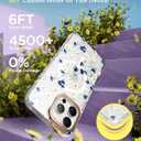 MILPROX Compatible with iPhone 16 Pro Max Case -with Screen Protector/Strap - Compatible with MagSafe - Cute Flower Floral Pattern with Girls/Women - Magnetic Slim Protective Phone Cover - Flowers (Blue White Daisy)