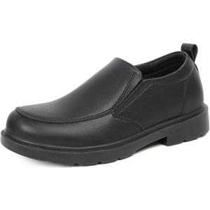 JABASIC Boys Slip-On School Uniform Shoes Non-Slip Comfortable Loafers for Kids (6.5,Black)
