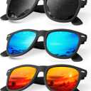 KALIYADI Polarized Sunglasses for Men and Women Matte Finish Sun glasses Color Mirror Lens UV Blocking (3 Pack)