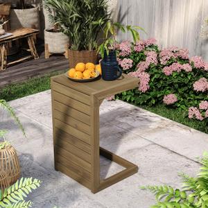 Christopher Knight Home C-Shaped End Table, Acacia Wood Patio Side Table,Patio Garden Stool Coffee End Table,Decorative Table for Patio or Balcony,Brown, 15 "W x 14.5 "D x 24.5 "H