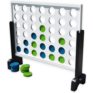 Vivere Giant 4-in-Row Outdoor Game  Premium Pine Wood, Oversized Classic Connect Four, Family-Friendly, Sturdy Plastic Pieces, Indoor/Outdoor, Portable with Carrying Case