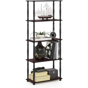 Furinno Turn-N-Tube 5-Tier Multipurpose Shelf / Display Rack / Storage Shelf / Bookshelf, Classic Tubes, Dark Cherry/Black