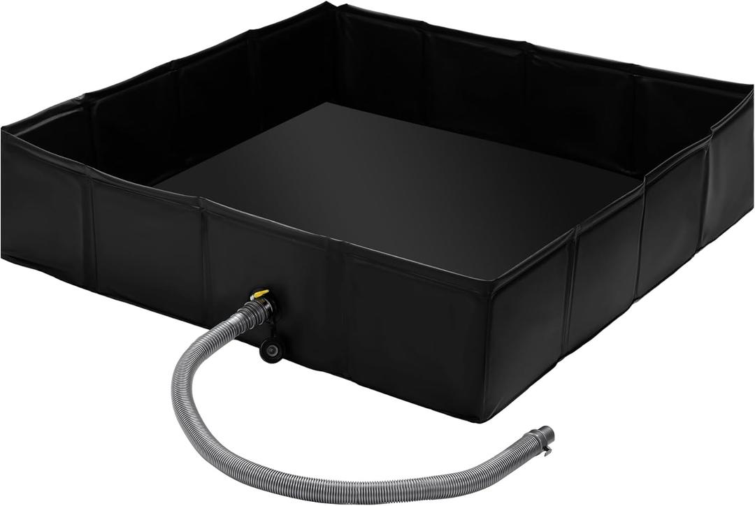 MABOZOO Portable Shower Pan, 41" x 41" x 10" Outdoor Shower Base Foldable Shower Base with Drain Pipe Camping Shower Mat for Indoor & Outdoor