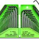 SWANLAKE GARDEN TOOLS 32-Piece Hex Key Allen Wrench Set, SAE and Metric Allen Keys MM(0.7mm-10mm) SAE(0.028"-3/8), L Shape, Chrome Vanadium Steel, Easy Organization