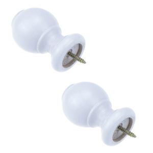 T Tulead 2PCS Curtain Rod Finial Screw on Curtain Rod End Caps White Drapery Rod Bracket Finals