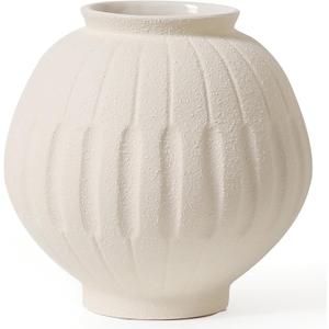 Kokrose Ceramic Round Vase, Cream Pottery Textured Terracotta Vase for Centerpieces, Rustic Farmhouse Style, Ideal for Flowers and Decorative Use, 7.9 Inches Kokrose Ceramic Round Vase, Cream Pottery Textured Terracotta Vase for Centerpieces, Rustic Farmhouse Style, Ideal for Flowers and Decorative Use, 7.9 Inches