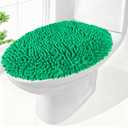 Chenille Elongated Toilet Seat Cover 19.5"x 15" Machine Washable Solid Toilet Lid Cover Adjustable Rubber Backing Fits Only 18-19.5" L x 14-16" W Elongated Toilet Seat