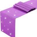 2 x XCHI Purple Glitter Sequin Mirror Table Runner Table Decoration for Wedding Party Singles Dance Home Kitchen Decor 13x36 Inch