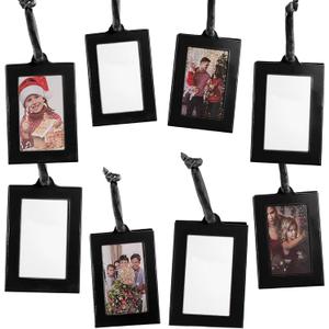Klikel Hanging Picture Frame Ornaments - Set of 8, 2x3 Black Hanging Photo Frame (Vertical)