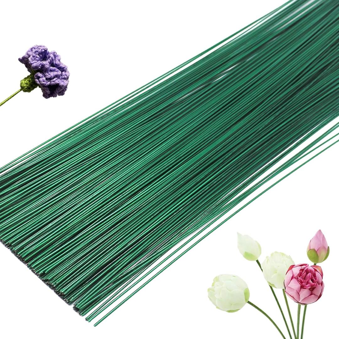 200 Pcs Floral Flower Stem Wire,16 Inch 22 Gauge Floral Stems,Green Crafting Floral Stem for Flower Arrangements DIY,Bouquent Stem Wrapping and Crafts